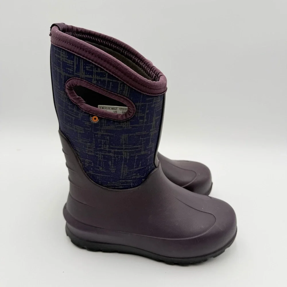 Bogs Neo-Classic Amaze Snow Boots Youth 2 Dark Purple Navy Waterproof Insulated